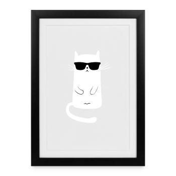 chat cool | reste calme - Affiche encadrée (27 × 37 cm) - noir - Devant