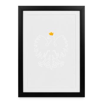 Pologne Pologne Armoiries polonais Aigle du patriotisme - Affiche encadrée (27 × 37 cm) - noir - Devant