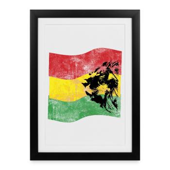 Lion Reggae Drapeau - Affiche encadrée (27 × 37 cm) - noir - Devant