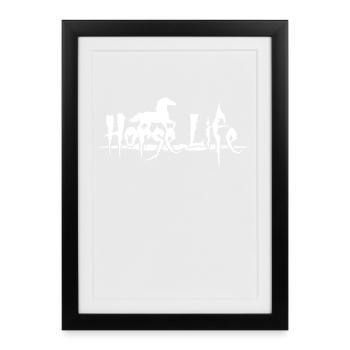 Horse horses rider ride gallop foal mare hen - Framed poster (27 × 37 cm) - black - Front