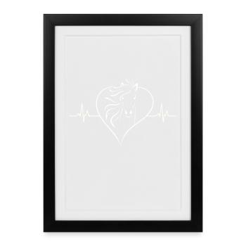 Cheval | Tête de cheval | Herses de chevaux - Affiche encadrée (27 × 37 cm) - noir - Devant