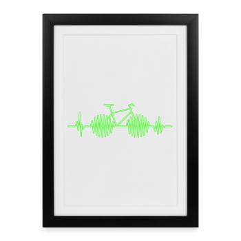 Battement de cœur de vélo néon - Affiche encadrée (27 × 37 cm) - noir - Devant