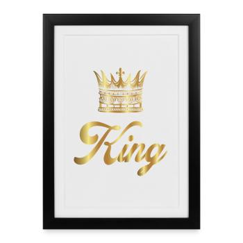 Couronne de couronnes King Queen JGA Wedding Bride Bräu - Affiche encadrée (27 × 37 cm) - noir - Devant