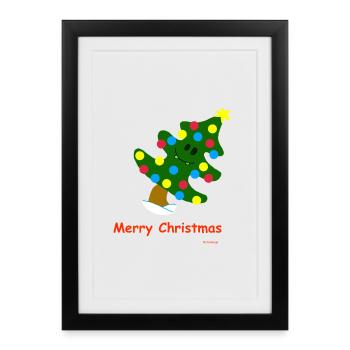 Arbre de Noël / Arbre de Noël - Affiche encadrée (27 × 37 cm) - noir - Devant
