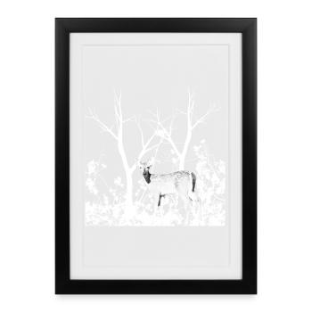 Biche Gracieuse Forêt Sauvage - Affiche encadrée (27 × 37 cm) - noir - Devant