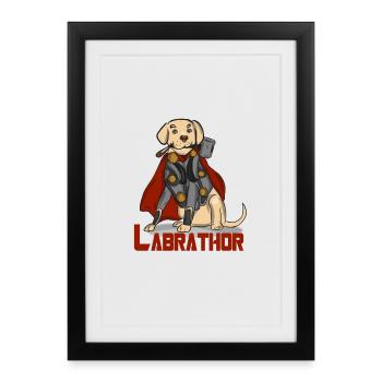 Chien Labrador cadeau animal Thor - Affiche encadrée (27 × 37 cm) - noir - Devant