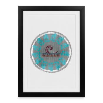 Vagues de l’océan avec des vagues vintage - Surf Lettering - Affiche encadrée (27 × 37 cm) - noir - Devant