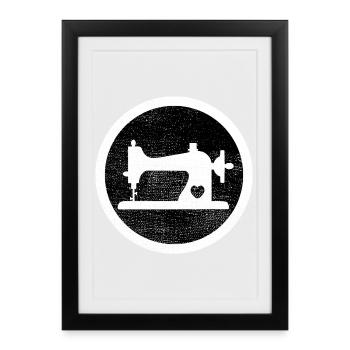Vintage sewing machine - Framed poster (27 × 37 cm) - black - Front