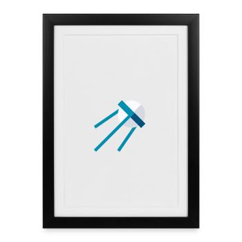 Satellite dans l’espace – Icône bleue de l’espace - Affiche encadrée (27 × 37 cm) - noir - Devant