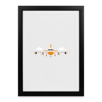 Minimalist Passenger Plane Motif - Framed poster (27 × 37 cm) - black - Front