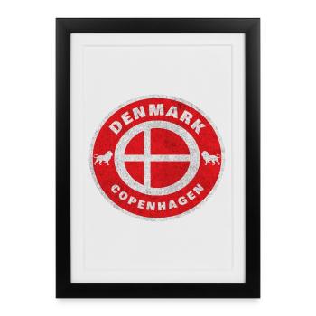 Danemark Copenhague Vintage / Cadeau Denmark - Affiche encadrée (27 × 37 cm) - noir - Devant