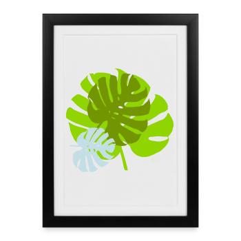 Feuillage Tropical Vert Nature Sauvage - Affiche encadrée (27 × 37 cm) - noir - Devant