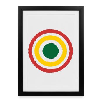 Conception abstraite de cercle Reggae concentrique - Affiche encadrée (27 × 37 cm) - noir - Devant