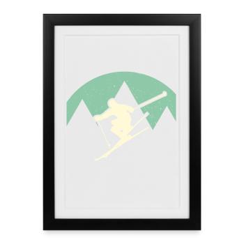 skier - Framed poster (27 × 37 cm) - black - Front