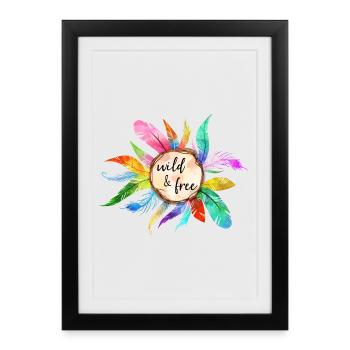 Cadeau coloré de perroquet oiseau de plumes de la liberté sauvage - Affiche encadrée (27 × 37 cm) - noir - Devant