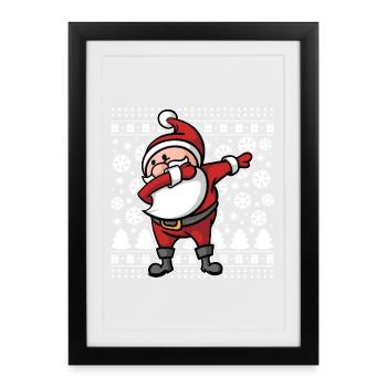 Noël moche tamponner Noël du père Noël - Affiche encadrée (27 × 37 cm) - noir - Devant