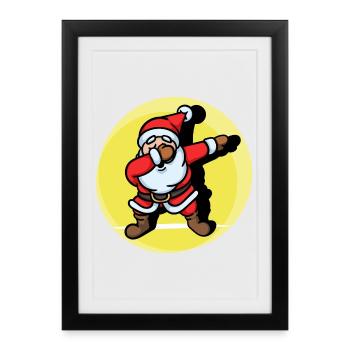 Cool Dab Dabbing Père Noël Noël - Affiche encadrée (27 × 37 cm) - noir - Devant
