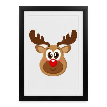Cute baby reindeer face Christmas Xmas - Framed poster (27 × 37 cm) - black - Front