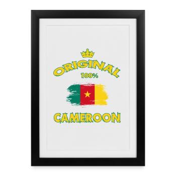 Cameroun Original 100 % / Cadeau Afrique - Affiche encadrée (27 × 37 cm) - noir - Devant