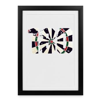 Darts Darts 180 Arrow Arrows Sports Gambling Vate - Framed poster (27 × 37 cm) - black - Front