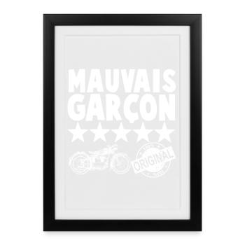 Vélo Moto Vintage Garçon Original - Affiche encadrée (27 × 37 cm) - noir - Devant