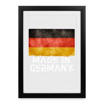 Drapeau Made in Germany – Style vieilli - Affiche encadrée (27 × 37 cm) - noir - Devant