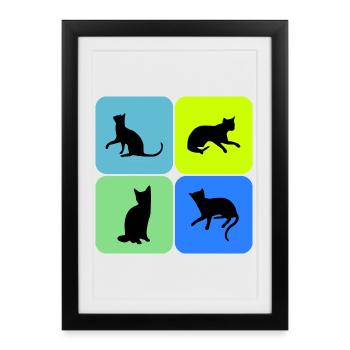 chat chat chat, cadeau - Affiche encadrée (27 × 37 cm) - noir - Devant