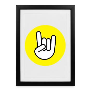 Pommes fork circle yellow - Framed poster (27 × 37 cm) - black - Front
