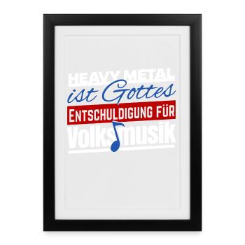Heavy Metal Volksmusik Schlager Énonciation drôle - Affiche encadrée (27 × 37 cm) - noir - Devant