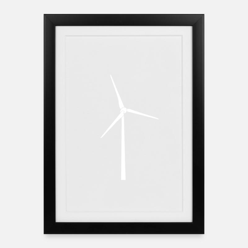 Wind Power Silhouette White - Framed poster (27 × 37 cm) - black