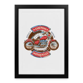 Custom Motorcycles America Motorcycle Retro Gift - Framed poster (27 × 37 cm) - black - Front