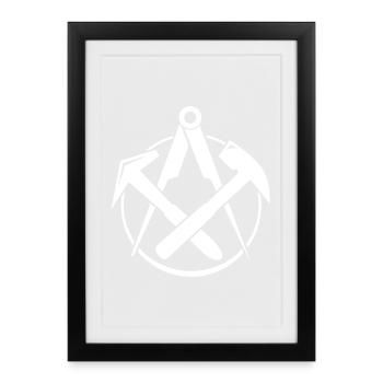Toiture Logo - Blanc - Affiche encadrée (27 × 37 cm) - noir - Devant