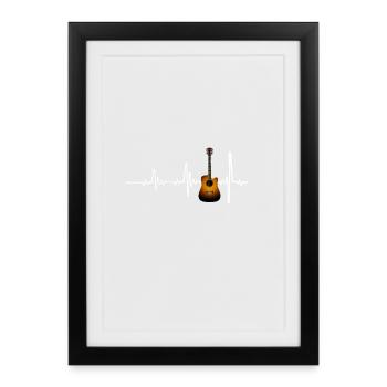 Heartbeat Guitar Design - Framed poster (27 × 37 cm) - black - Front