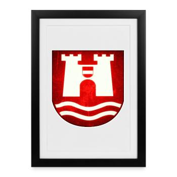Linz Autriche - Design - Affiche encadrée (27 × 37 cm) - noir - Devant