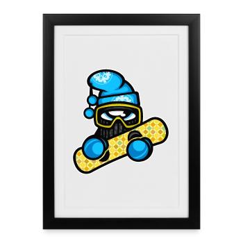 snowboard de sports d'hiver - Affiche encadrée (27 × 37 cm) - noir - Devant