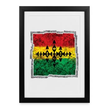 Abstract Reggae Coloring Cross - Framed poster (27 × 37 cm) - black - Front