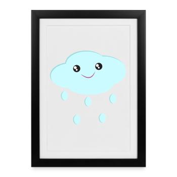 Cloud cute cloud kawaii style gift for kids - Framed poster (27 × 37 cm) - black - Front