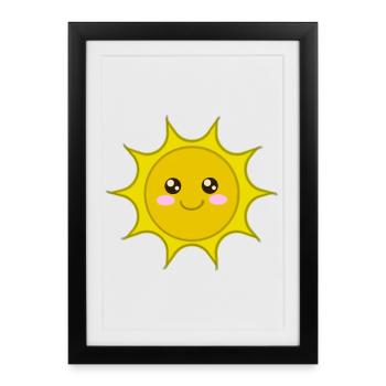 Sun, cute cute sun, sun, cool baby shirt - Framed poster (27 × 37 cm) - black - Front