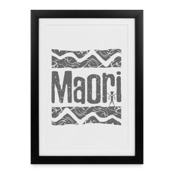 T-shirt à imprimé tribal Maozi - Affiche encadrée (27 × 37 cm) - noir - Devant