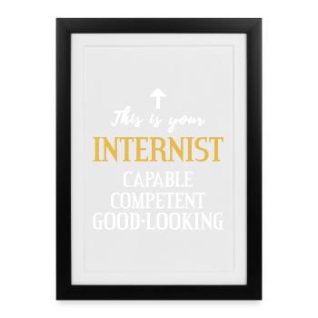 Médecin interniste compétent beau cadeau - Affiche encadrée (27 × 37 cm) - noir - Devant