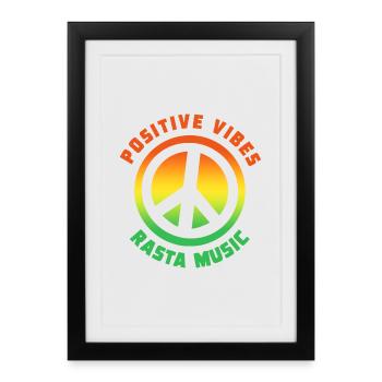 Ondes positives Rastamusic Paix - Affiche encadrée (27 × 37 cm) - noir - Devant