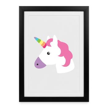 licorne - Affiche encadrée (27 × 37 cm) - noir - Devant