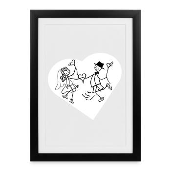 Love Couple Heart Illustration - Framed poster (27 × 37 cm) - black - Front