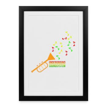 Trompette Underground Soundsystem - Affiche encadrée (27 × 37 cm) - noir - Devant