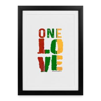 Ruban One Love Reggae - Affiche encadrée (27 × 37 cm) - noir - Devant