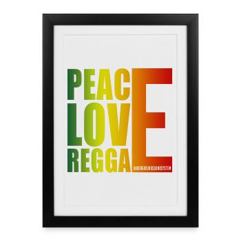 Peace Love Reggae Gradient - Framed poster (27 × 37 cm) - black - Front