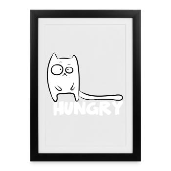 Chats affamés de chat drôle - Affiche encadrée (27 × 37 cm) - noir - Devant