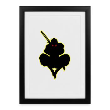 Dark Ninja Warrior Ninja Shadow Amoureux de Ninja - Affiche encadrée (27 × 37 cm) - noir - Devant