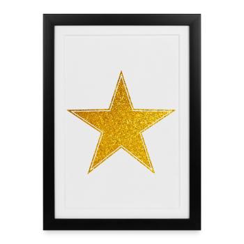 Star Gold Graphic Star - Framed poster (27 × 37 cm) - black - Front