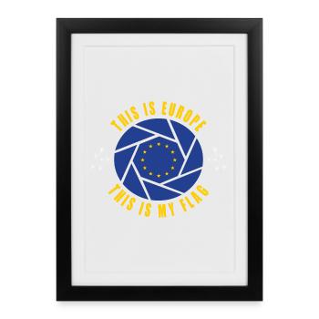 Europe Design / Drapeau Européen Bruxelles - Affiche encadrée (27 × 37 cm) - noir - Devant